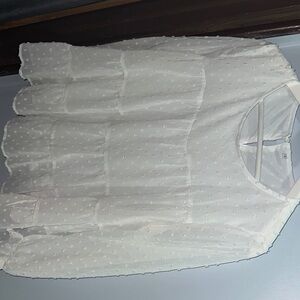 Cream Tiered Blouse with Long Sleeves